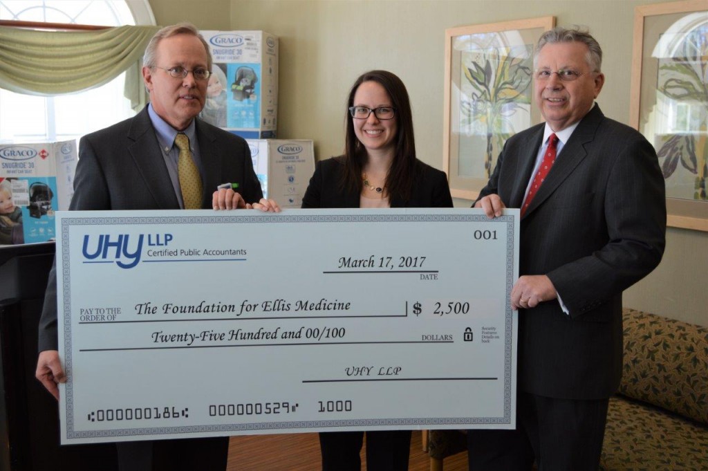 From right: UHY LLP Office Managing Partner – Capital Region Howard Foote; UHY LLP Senior Accountant Jessica Zarecki; and Ellis Medicine President and Chief Executive Officer Paul Milton.