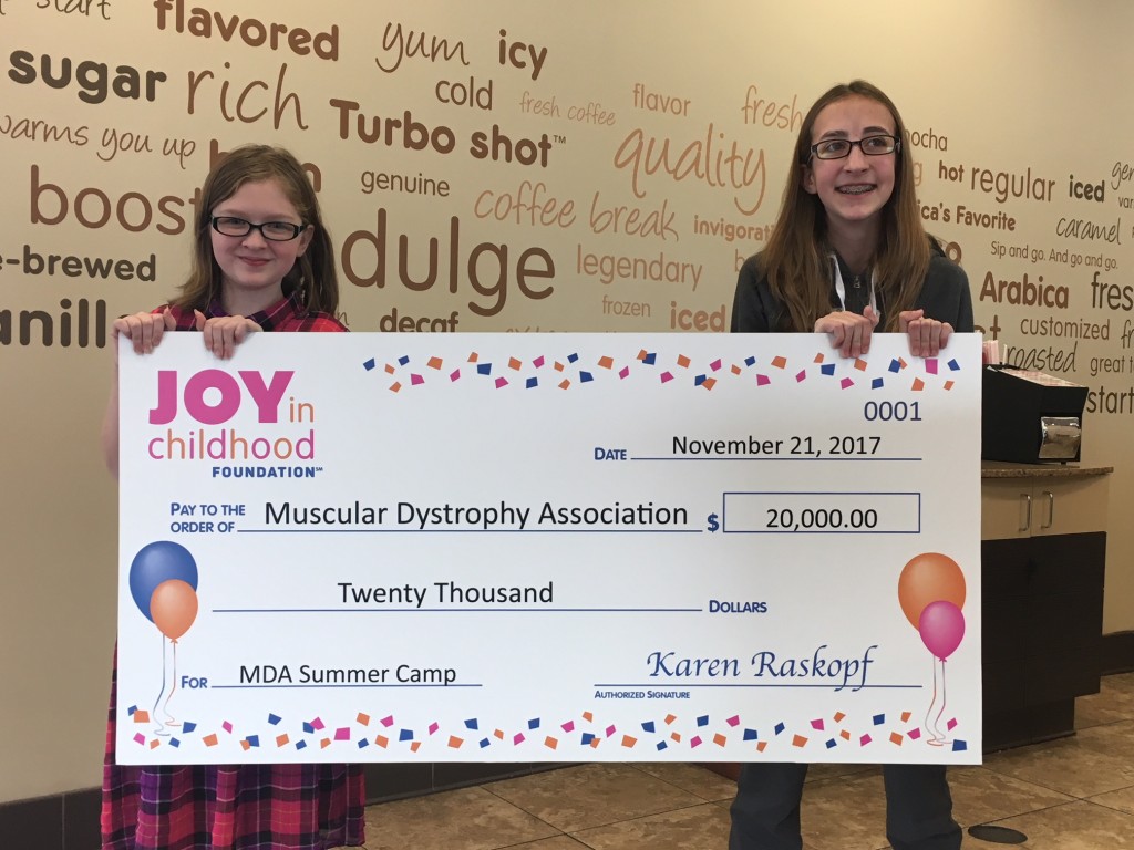 Muscular Dystrophy Association Summer Campers Payton Near (left), age 10, and Courtney Perrin (right), age 14