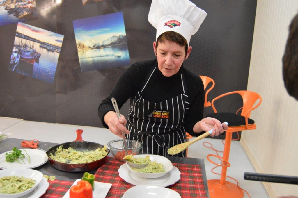 Leslie Fillnow of Camden, ME prepares her dish.