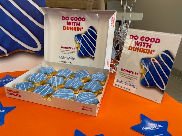 A box of specially-crafted Make-A-Wish Star Donuts